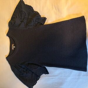Lila P Knit Top with Eyelet Sleeves